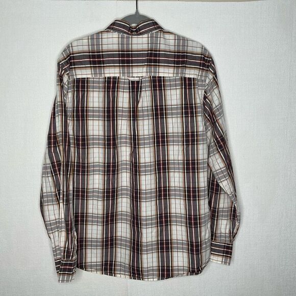 Tommy Bahama Jeans Men’s Large Button Up Long Sleeve Shirt Brown Plaid Cotton - Picture 10 of 12